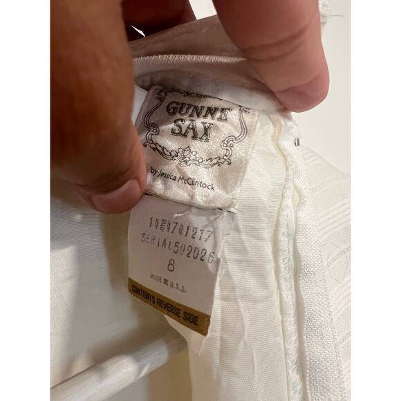 Vintage Jessica McClintock Gunne Sax Dress Prairie White Lace Cottagecore 8 - Picture 9 of 10